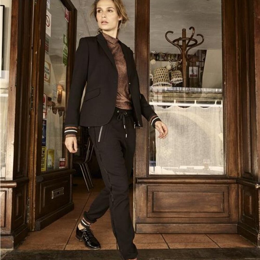 Mos Mosh Blake Celeb Blazer Womens EU 38 | US 6/8 Black Rib Knit Striped Cuffs - Picture 15 of 15